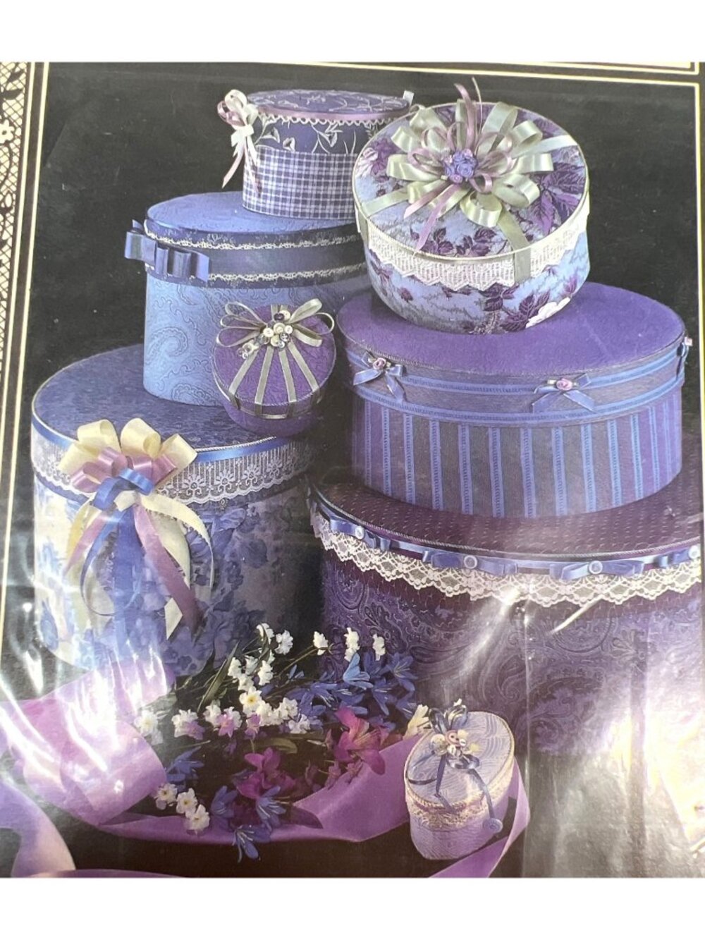 Boxes Buttons Bows Oval Round Fabric Covered Boxes Pattern Amity Publications